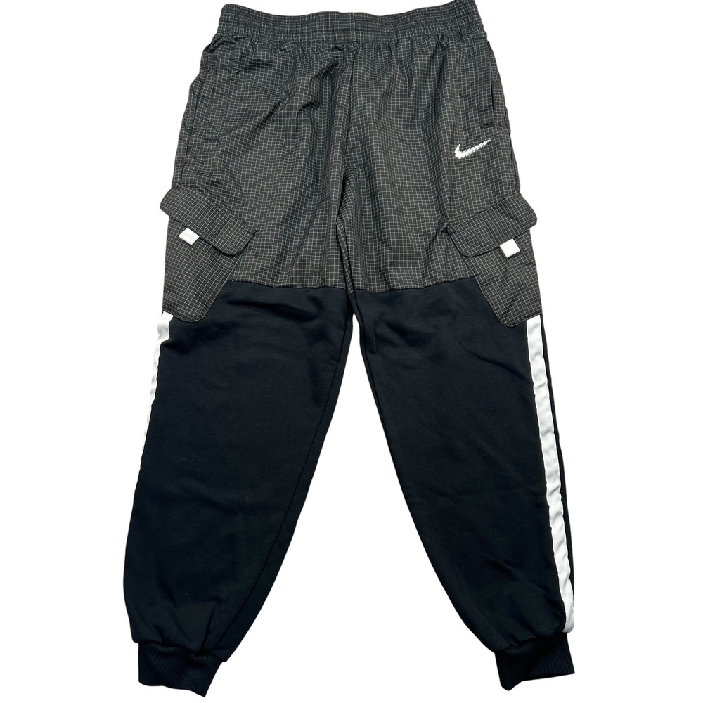 Nike Black & Gray Cargo Sweatpants with White Stripe